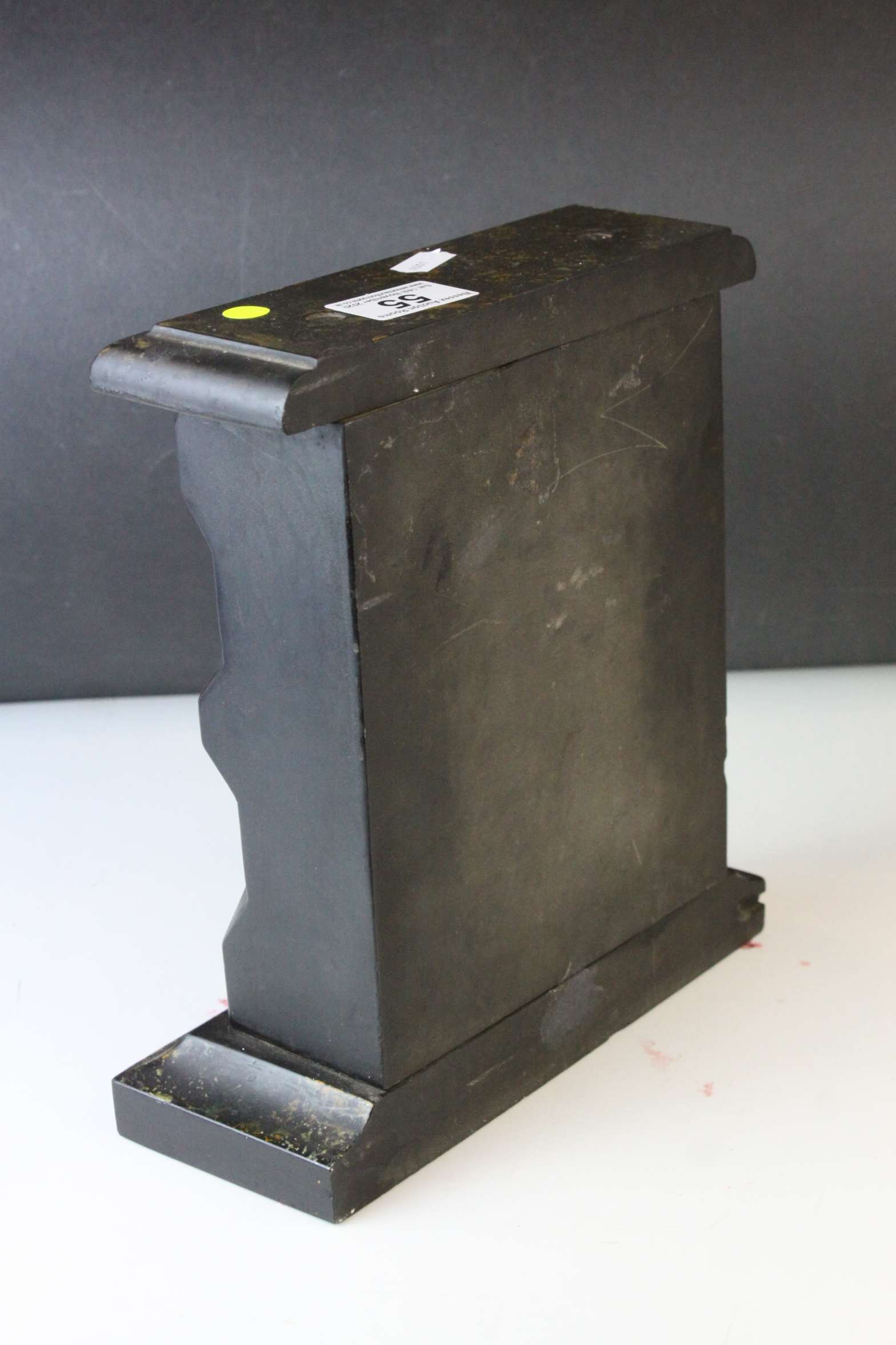 19th century Slate and Marble Plinth with Faux Drawers and Knob Handles, 23cms wide x 26cms high - Image 5 of 5