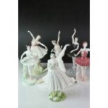 Seven Coalport Ballerina Limited Edition Figures including Fonteyn & Nureyev no. 221, Dame Beryl