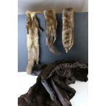 Vintage Three-Quarter Length Fur Coat together with a Two Mink Fur Stoles