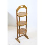 Art Deco Oak Three Tier Folding Cakestand, 90cms high