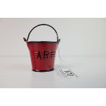 Miniature Enamelled Novelty Red Bucket marked ARP, 6cms high