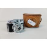 Miniature Mycro III A Camera in Leather Case, 5cms long