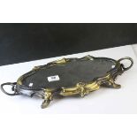 Brass Classical Style Mirrored Tray with Handles