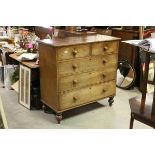 19th century Mahogany Chest of Two Short over Three Long Drawers raised on tall bun feet, 111cms