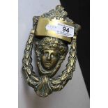 Antique Brass Door Knocker of Classical Form