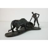 Jose Maria Moreno Bronze of a Bull Fighter and Bull, signed