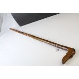 Late 19th / Early 20th century Walking Stick with a Boxwood Handle carved in the form of a Dog