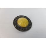 Celtic Arts and Crafts Brooch with Yellow Cabochon