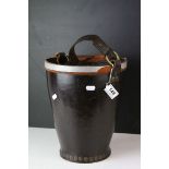 Studded Leather Covered Bucket with Leather Handle, 25cms diameter x 30cms high