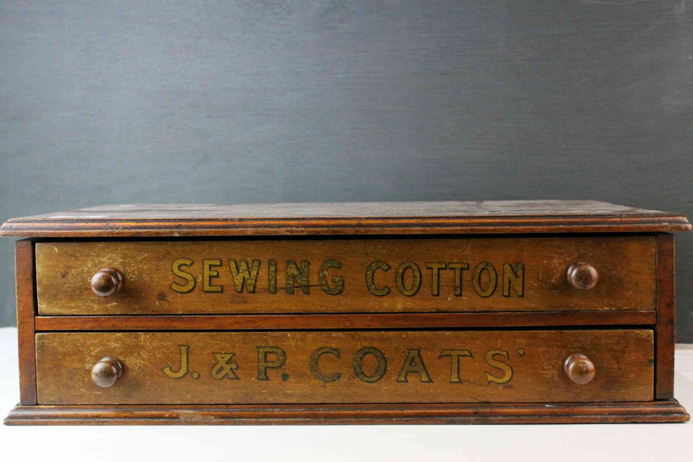 Early 20th century Haberdashery Advertising ' Kerr & Co N.M.T ' Sewing Cotton Cabinet of Two - Image 2 of 10