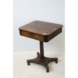 William IV Mahogany Side Table with single drawer, octagonal column support and a platform base with