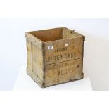 Early 20th century Pine Advertising Dairy Crate, marked to side ' Return to United Dairies,