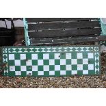 Vintage French Enamel Green and White Splashback, 122cms x 38cms