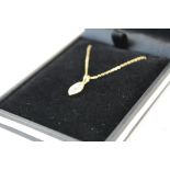 18ct Yellow Gold Diamond Pendant Necklace of 25 Points on Gold Chain, cased