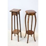 Two Early 20th century Mahogany Jardiniere Stands, one with shaped circular top, the other with