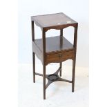 George III Mahogany Square Washstand, with pot shelf and drawer, 35cms wide x 80cms high