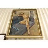 A L Dudley oil painting portrait of a seated nude signed and dated 1976. 60 x 49.