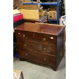 Early 19th century Mahogany Chest of Three Long Drawers, raised on bracket feet, 90cms wide x