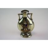 Miniature White Metal Urn with Gilt and Enamel emblem ' The Trusty Servant '