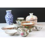 Collection of mainly Oriental Ceramics including Chinese Blue and White Vase with four character