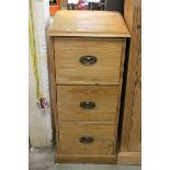 Pine Chest / Filing Cabinet of Three Deep Drawers, 50cms wide x 53cms deep x 109cms high