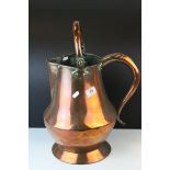 Large Antique Copper Pitcher / Water Jug with Swing Handle, 49cms high