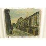 Catty oil on canvas street scene 33 x 41 cm.