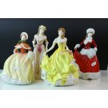 Four Royal Doulton ' Pretty Ladies ' Figurines - Spring, Summer, Autumn and Winter, approx. 23cms