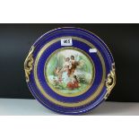 Vienna Style Twin Handled Cabinet Plate, comprising a central panel depicting figures and fairies in