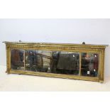 Regency Gilt Framed Three Section Overmantle Mirror, 154cms x 50cms