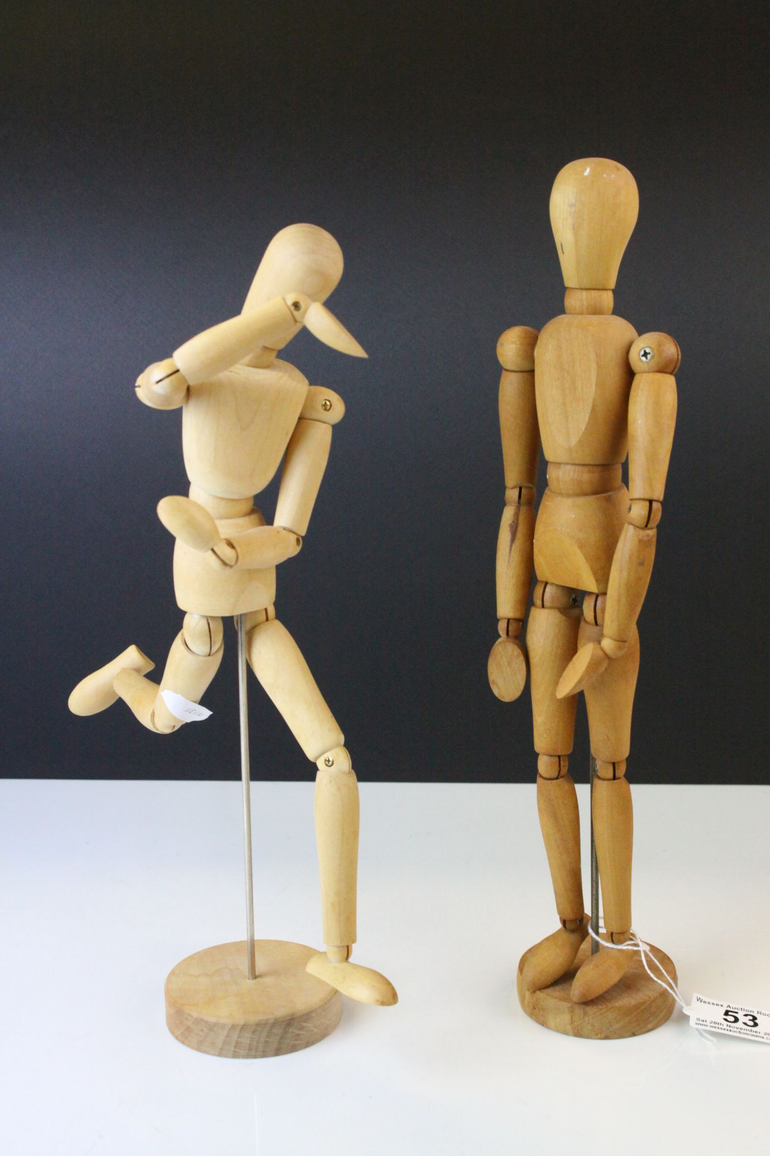 Four Wooden Articulated Artist's Dummy Figures, largest 33cms high - Image 4 of 4