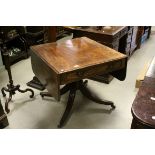 Regency Mahogany Sofa Table with single drawer, raised on turned column support with four splay legs