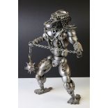 Futuristic Gladiator / Predator Figure made from Nuts and Bolts and other Engineering Parts, 30cms