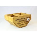 Wooden Trug marked to sides ' Anthony Harper Bakers, Bourton on the Water ', 25cms long