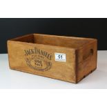 Wooden Trug / Hamper Box marked to sides ' Jack Daniels Old No. 7 Brand ', 28cms long