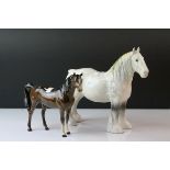 Beswick Grey Shire Mare, model no. 818 together with a Beswick Brown Arab ' Xayal ' Horse, model no.