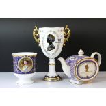Three items of Coalport Queen Elizabeth II Commemorative Ceramics including a Large Twin Handled