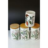 Three Portmeirion Botanic Garden Storage Jars with Lids and one other (lacking lid)