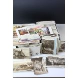 A large quantity of postcards in two boxes mainly topography West Country scenes ,Tower of London,