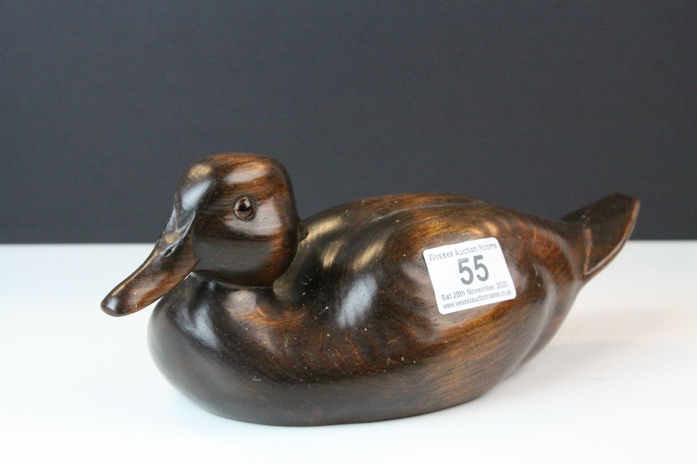 Wooden Hand Carved Duck, signed to base Judith Nicoll, 27cms long - Image 2 of 4