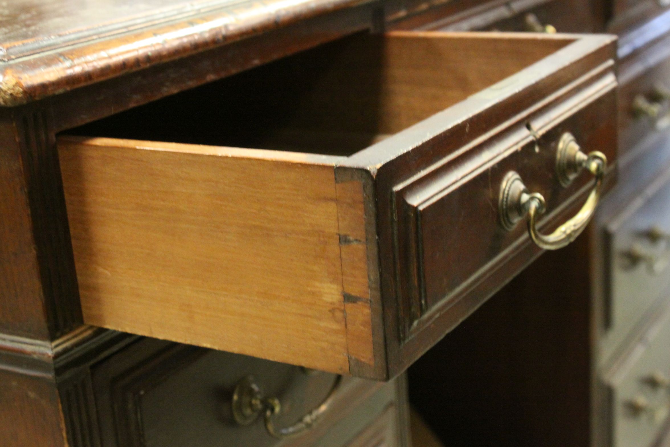 Victorian Mahogany Twin Pedestal Desk, with an arrangement of nine drawers, raised on plinth - Image 5 of 6