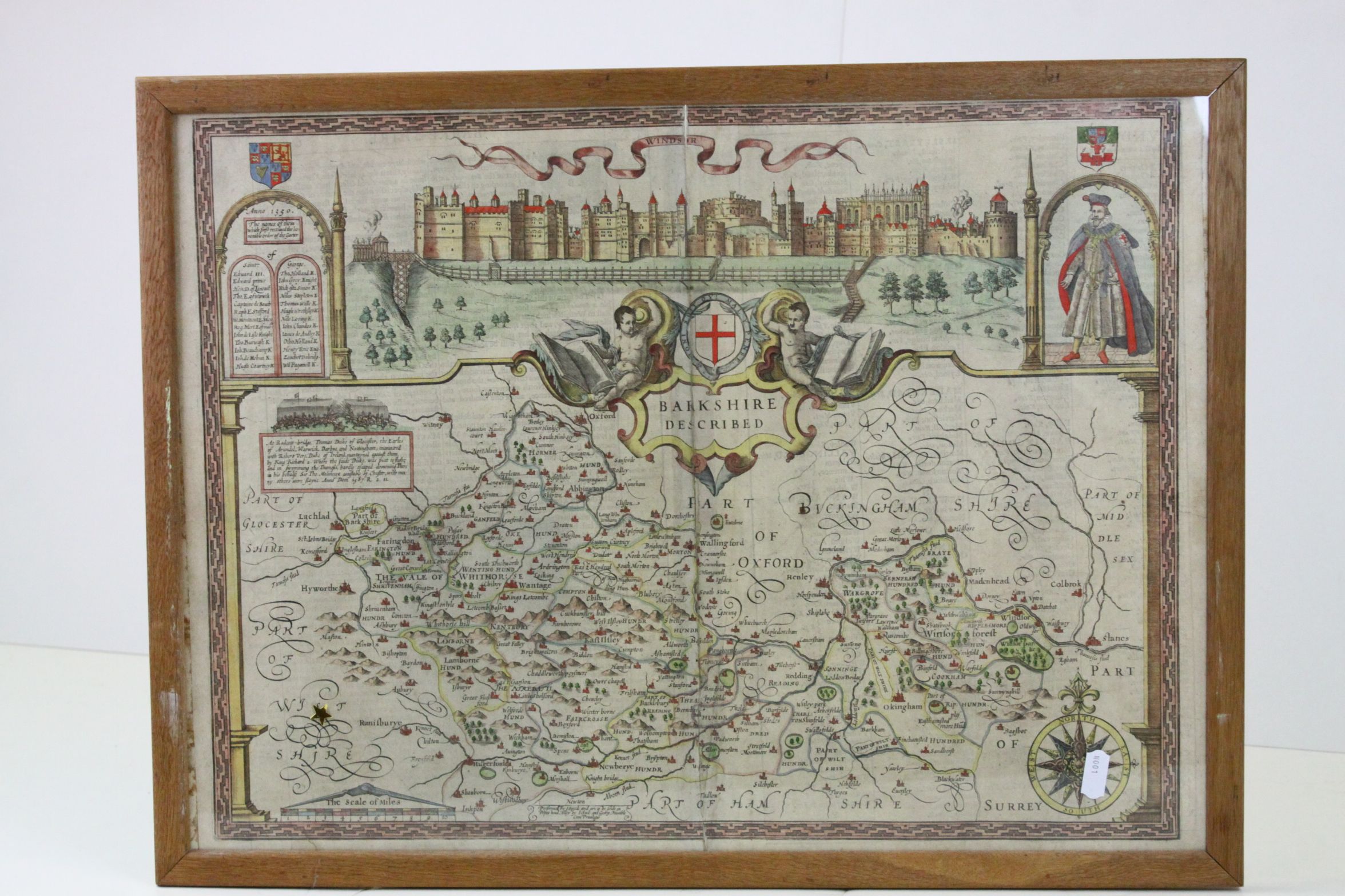 A framed and glazed antique hand coloured map of Berkshire together with a coloured map of St - Image 7 of 12