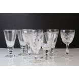 A quantity of wine glasses and others mainly cut glass.