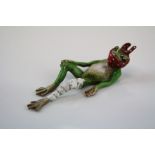 A cold painted bronze figure of a frog.