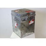 Polished Metal Airline Case / Box with Emirate Airline Stickers, 44cms wide x 60cms high