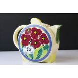 Moorland Chelsea Works Art Deco Style Teapot decorated with flowers, 15cms high