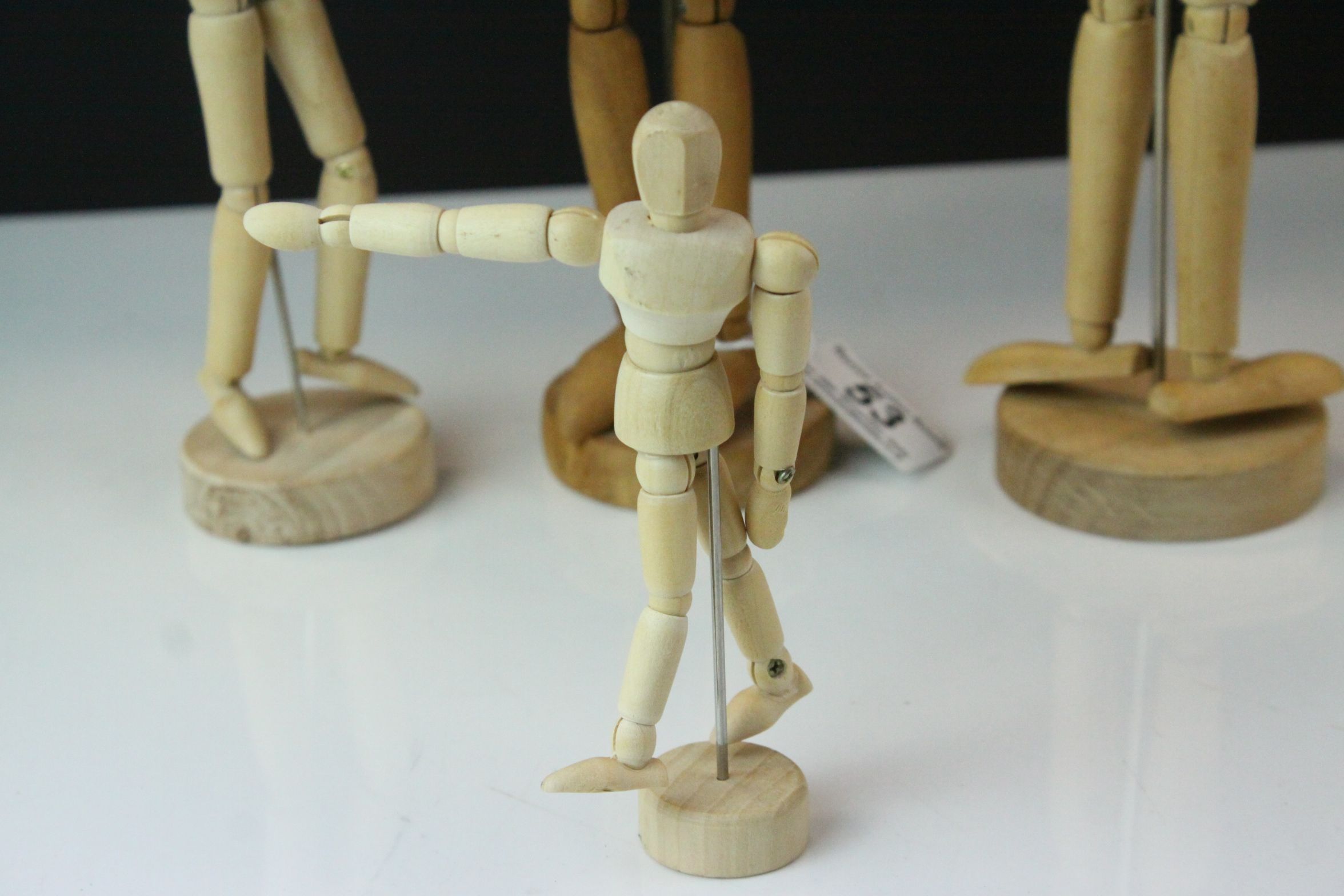 Four Wooden Articulated Artist's Dummy Figures, largest 33cms high - Image 2 of 4