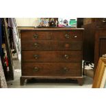 George III Oak Chest of Two Short over Three Long Drawers, raised on bracket feet, 99cms wide x