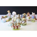 Eleven Beswick Beatrix Potter's Figures including Miss Moppet, Hunca Munca, Flopsy, Mopsy and