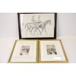 GW Birks pair of framed and glazed limited edition prints Pub interior and dog racing together
